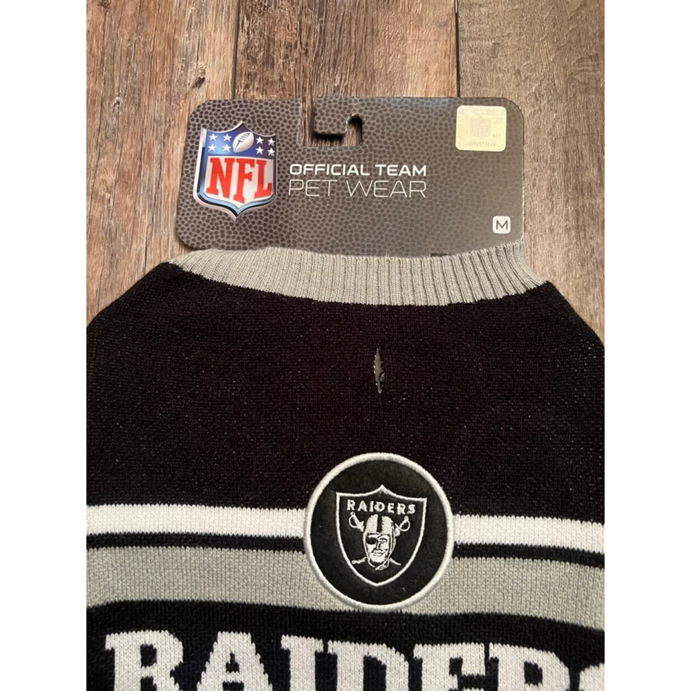 NEW NFL Raiders Pet Sweater Black Gray